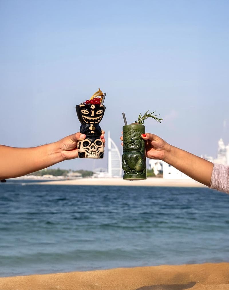Laid-back poolside moment with food and drinks at Riva